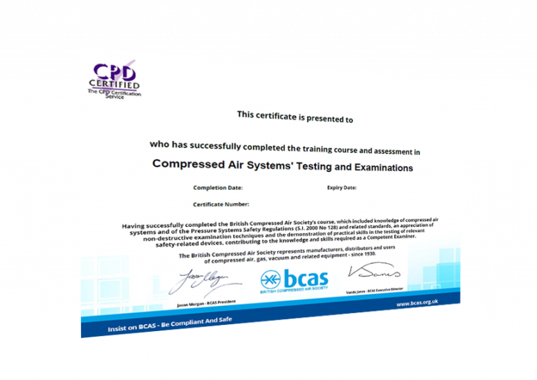 Compressed Air Systems Testing & Examination training BCAS
